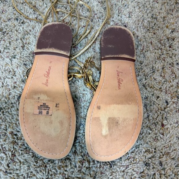 Sam Edelman Deirdre Gold Metallic Wrap Sandals Goddess - Picture 10 of 11